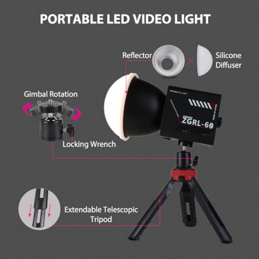 Lampu Video LED COB 60W Portab - Photography Lighting Spotlight ulasan dan harga