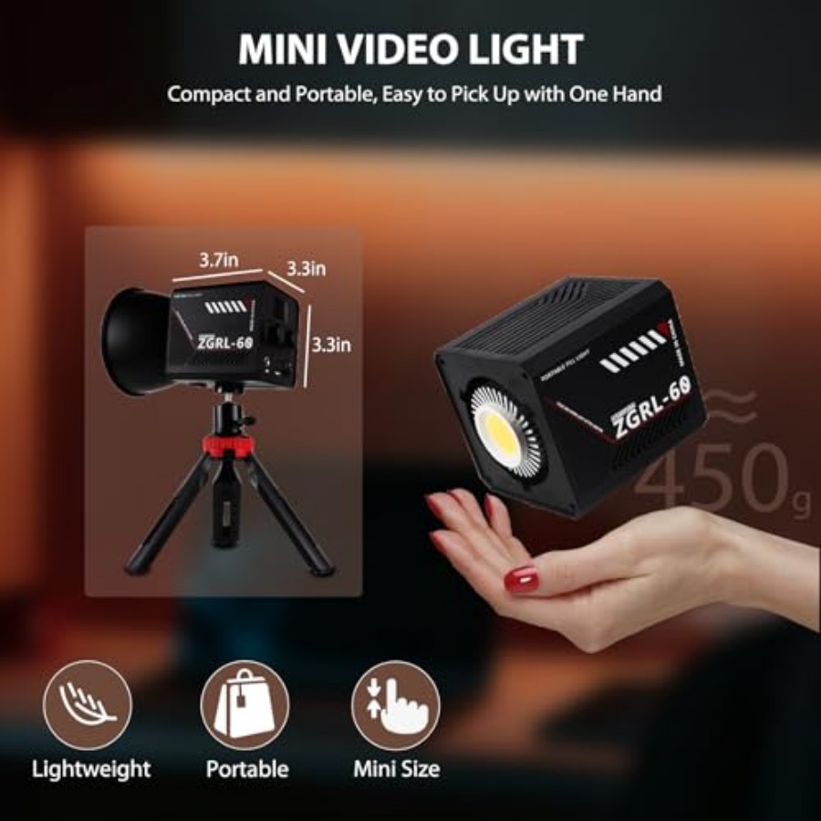 Lampu Video LED COB 60W Portab - Photography Lighting Spotlight ulasan dan harga